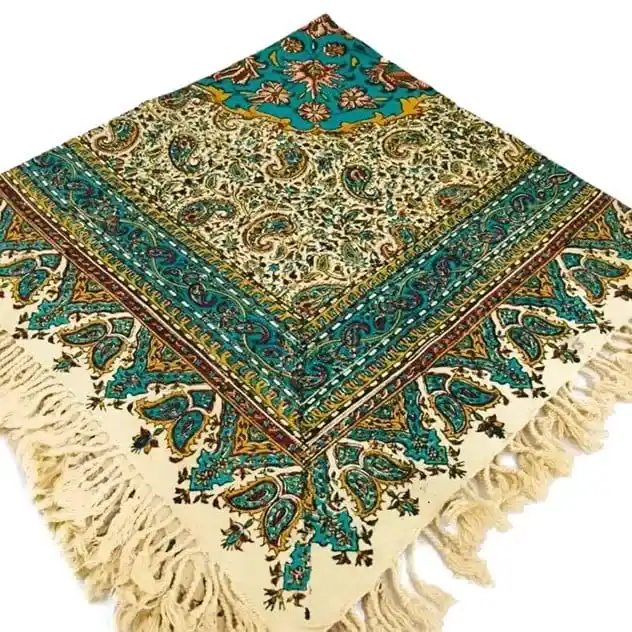 38 پارچه قلمکاری سبزآبی